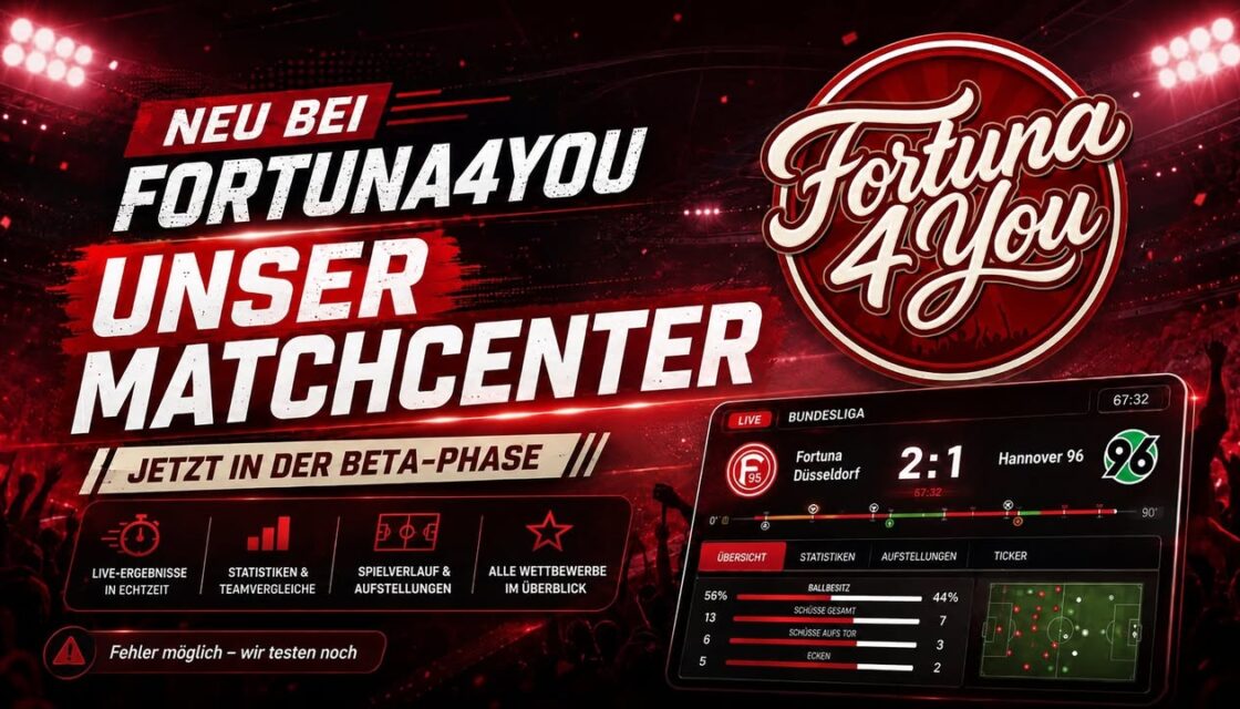 NEU BEI FORTUNA4YOU: UNSER MATCHCENTER